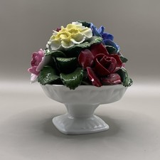 Aynsley Fine Bone China Flower Bouquet in Flower Pot Hand Painted England VTG