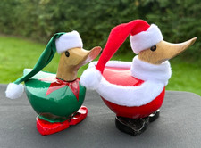 HAND PAINTED WOODEN DUCKLINGS (SANTA / FATHER CHRISTMAS) - 1 X SANTA & 1 X ELF