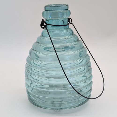 Vintage aqua blue ribbed glass - vintage,