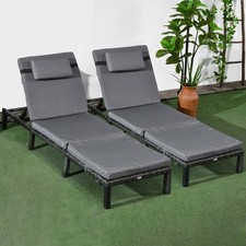 2 Pieces Rattan Sun Loungers