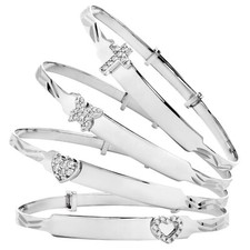 STERLING SILVER BABY BANGLE FREE ENGRAVING EXPANDABLE ID BRACELET CHRISTENING