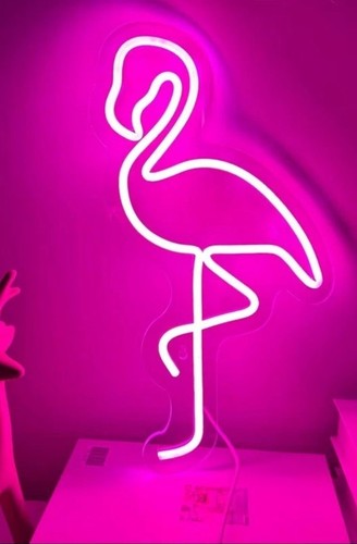 Pink flamingo neon sign usb - pink,