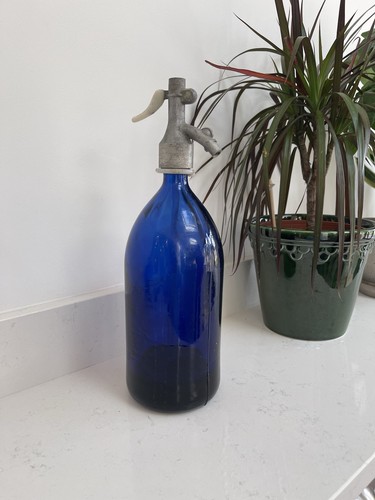 Blue vintage soda bottle - blue,
