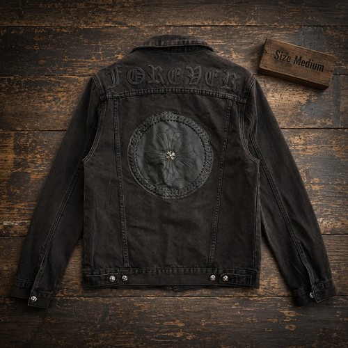 Black denim trucker - denim,