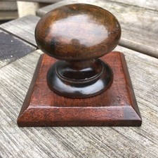 Old Vintage Antique Dark Stained Pine Cupboard Door Handle With Square Backplate