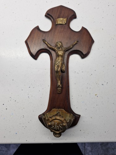 Antique french wooden crucifix - antique,