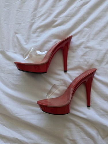 Red 5inch stiletto heels slide