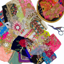Sparkly/Embroidered Sari Fabric Snippets | 50 Boho Junk Journal Embellishments