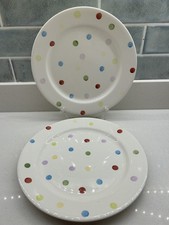 2 X Tesco white spotty dinner plates White Large dinner plate VCG spots 