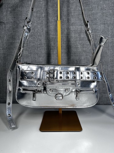 Y2k silver metallic moto - metallic, bag