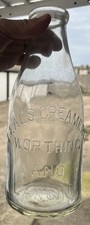 Superb Rare Leals Dairy Worthing & Lancing 1930’s Wideneck Quart Milk Bottle