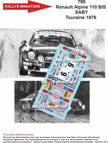 Decals ref 0799 alpine - 1/43,