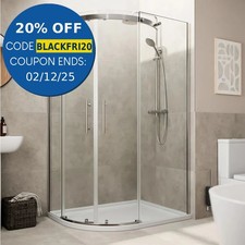 1200 x 800mm Offset Quadrant Shower Enclosure Frameless Non Slip Tray - LH
