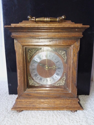 Vintage oak mantel clock - vintage,