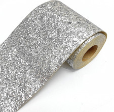 Silver Chunky Glitter Wallpaper Border,Peel and Stick Sliver Glitter X