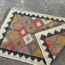 Ethnic Wool Kilim Jute Rug