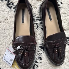 Ladies Loafers Zara Burgundy Size 5