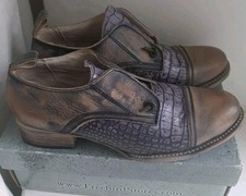 Freebird By Stephen Mens Shoes Uk 9 US 11 Loafers Brown Purple Croc Embossed