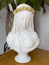 GOLDEN VEILED LADY  MARBLE SCULPTURE / CHATSWORTH - MADE IN THE UK - 14"   7.6kg