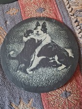 Border Collie Dog & Pup Slate wall plaque