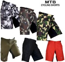 MENS MTB BAGGY CYCLING SHORTS OFF ROAD BICYCLE PADDED LINER MOUNTAIN BIKING