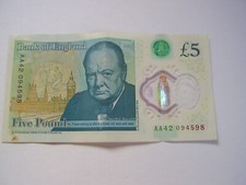 AA42 Bank Of England £5 Five Pound Note QUEEN'S HEAD Plastic/Polymer AA42 094598