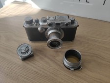 Rare Leica III Pre-war (1934) + Elmar 5cm Pre (1934) +Hood, Filter, Light meter.