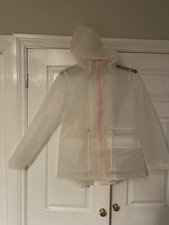 MISS SELFRIDGE - transparent white short PVC rain  Coat Mac - Size 12 festival 
