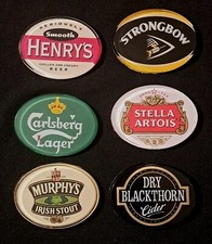 6 X Beer Pump Labels Murpheys Henry's Carlsberg Stella Strongbow