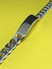925 REAL Sterling Silver Mens/ Ladies Diomand Cut 7mm  CURB ID Bracelet 7.5"