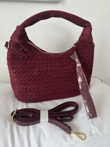 Burgundy woven shoulder - woven,