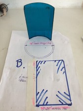 BRITISH RAILWAY CURVED BLUE GLASS STANDARD 3 ASPECT HAND LAMP 4.75" TALL  GC (B)