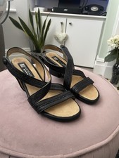 Aerosoles Signature Black Leather Strappy Low Heeled Smart Sandals Uk 4 VGC