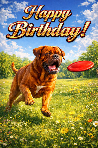 Dog bordeaux birthday - bordeaux, card