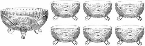 Piece footed glass bowls set - piece,