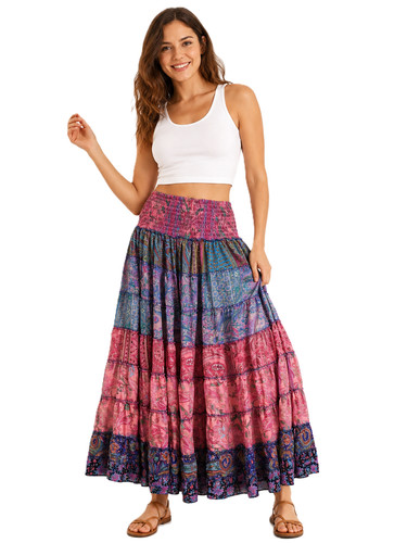 Hippie bohemian tiered maxi - bohemian,