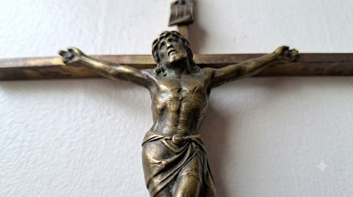 Massive brass crucifix wall - massive,
