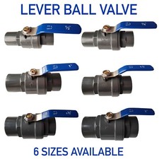 Stainless Steel Lever Ball Valve, PP Female Stopcock, In-Line - All Sizes