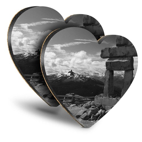 Heart mdf coasters bw - 2x,
