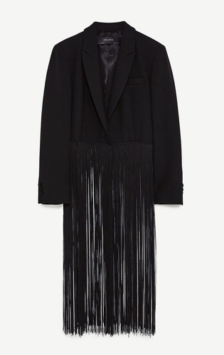 Zara fringed blazer black - fringed, in