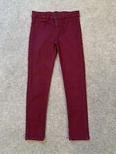 Oasis Jade Mid Rise Skinny Jeans Cropped Burgundy UK 8