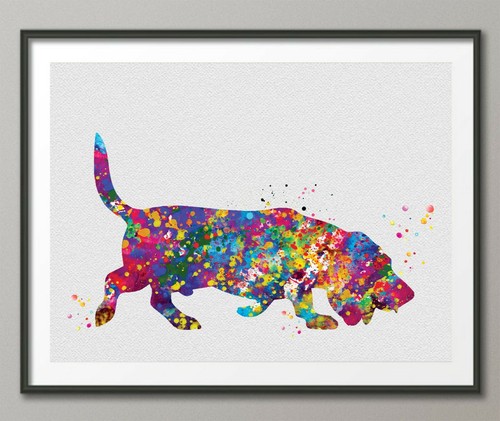 Basset hound dog watercolor - hound,