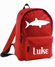 Kids Bag Shark Personalised Backpack Rucksack Add Name Boys Fish Sea Ocean Cool