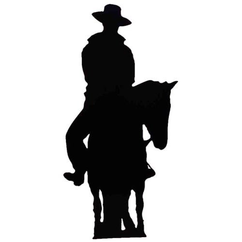 Silhouette cowboy horse - silhouette,