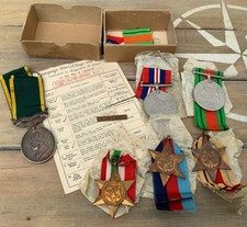 WW2 group of 6 medals inc Territorial Force Efficiency medal Gnr T I Lang RA