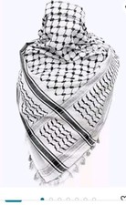 New Four-sided Tassel Palestinian Scarf, Keffiyeh, Wide Fringe, Arabic...