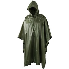 WATERPROOF MILITARY HOODED RIPSTOP PONCHO ARMY HIKING FESTIVAL HELIKON OLIVE