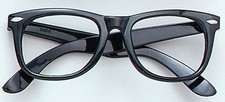 Black Frame Glasses Specs Geek Nerd Retro 60s Austin Powers Fancy dress