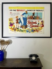 Rare 1963 ORIGINAL SWORD IN THE STONE Vintage Movie Poster UK Quad FIRST RELEASE
