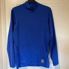 NIKE PRO Combat Mens Long Sleeve Compression Top Blue Medium Dri Fit technology